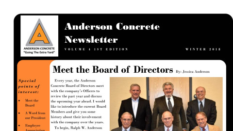 Anderson Concrete Newsletter